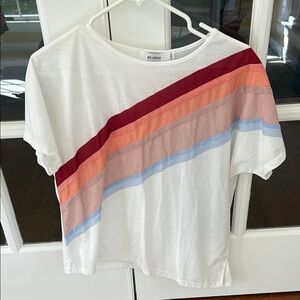Belinda Striped Tee in White and Red, Orange and blue🌿